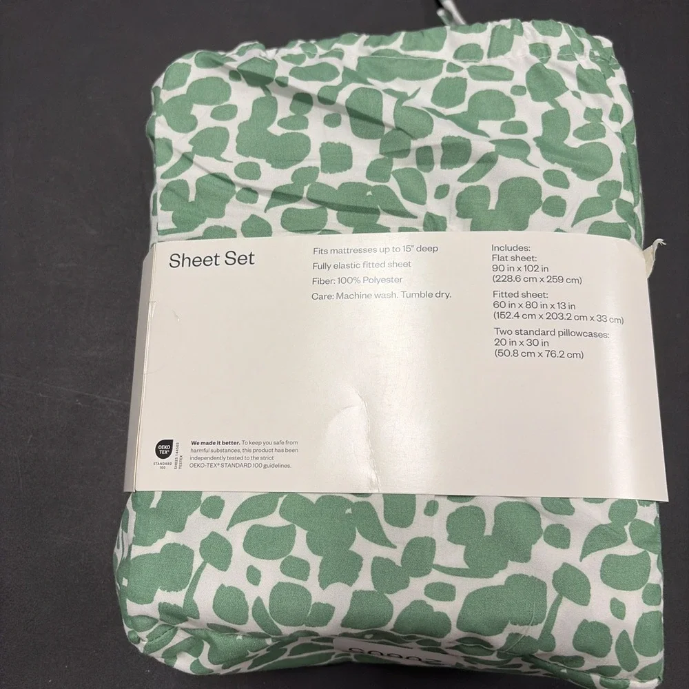 Green Spotted Room Essentials Wrinkle Resistant Microfiber Sheet Set Queen